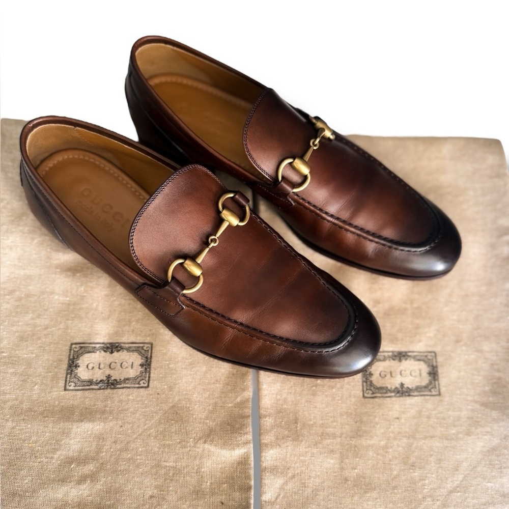 Gucci Brown Leather Horsebit Loafers - Picture 3 of 14